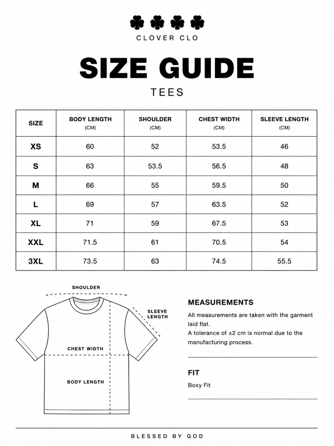 “A Clover Represents….” Graphic Tee… — Size guide